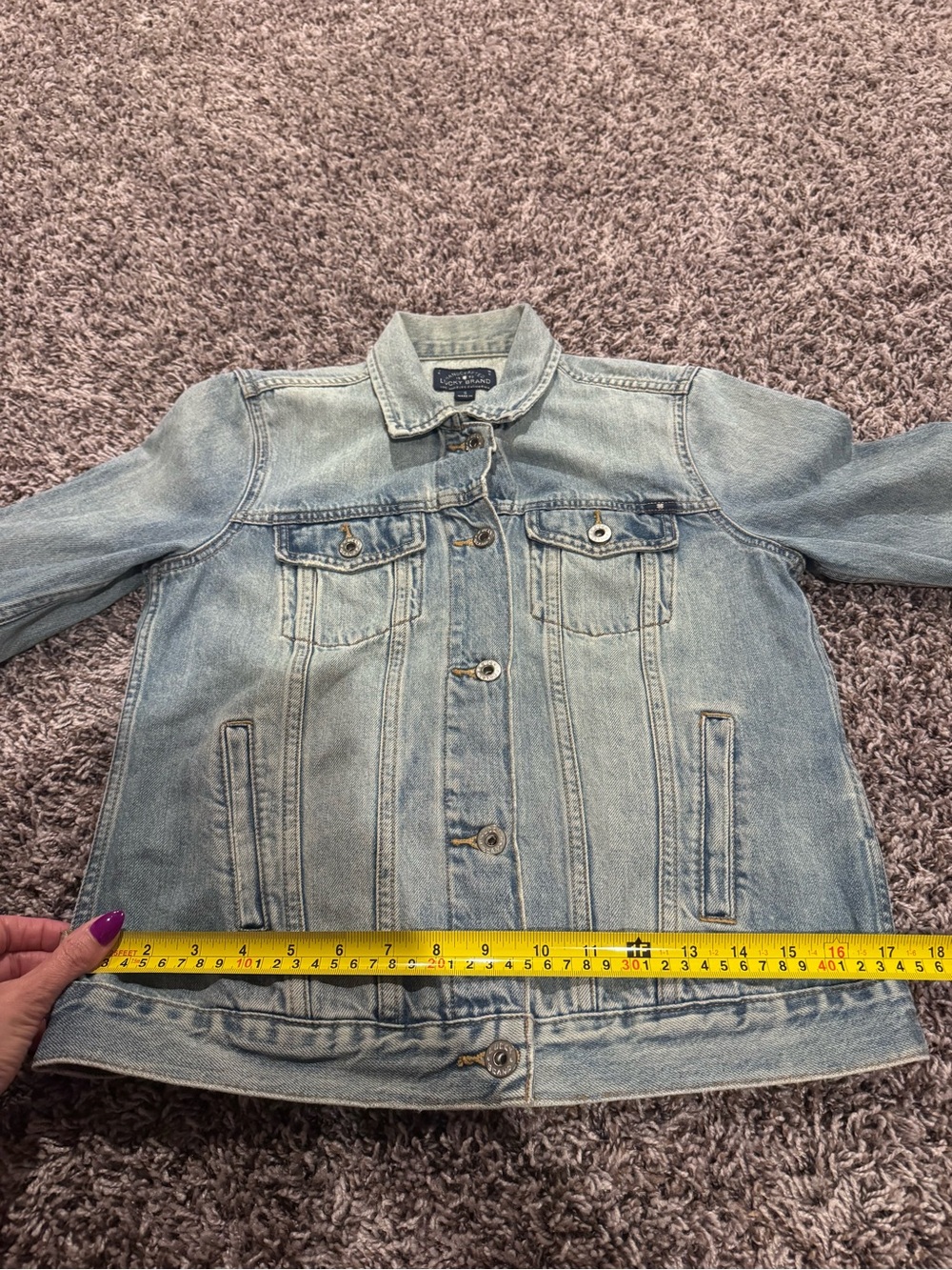 Lucky Brand Denim Trucker Jean Jacket Embroidered  Distressed Cotton S - Picture 8 of 8